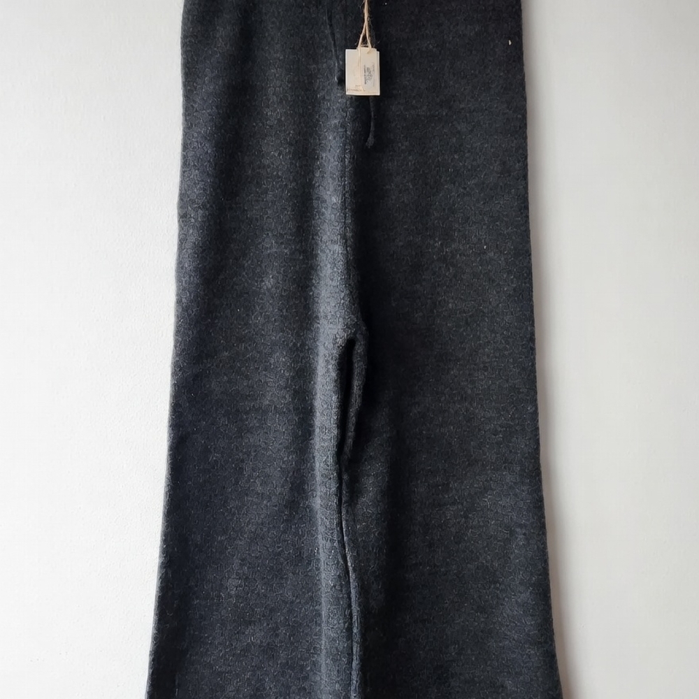 Charcoal Knit Wide-Leg Pants